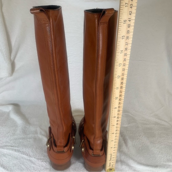 Coach Natale Women US 6 Cognac Leather Riding Boot Harness Knee High‎ Pull On - Picture 7 of 16